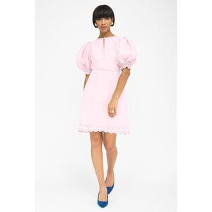 Fanm Mon Leton Embroidered Linen Mini Dress Light Pinkn Womens Size Small